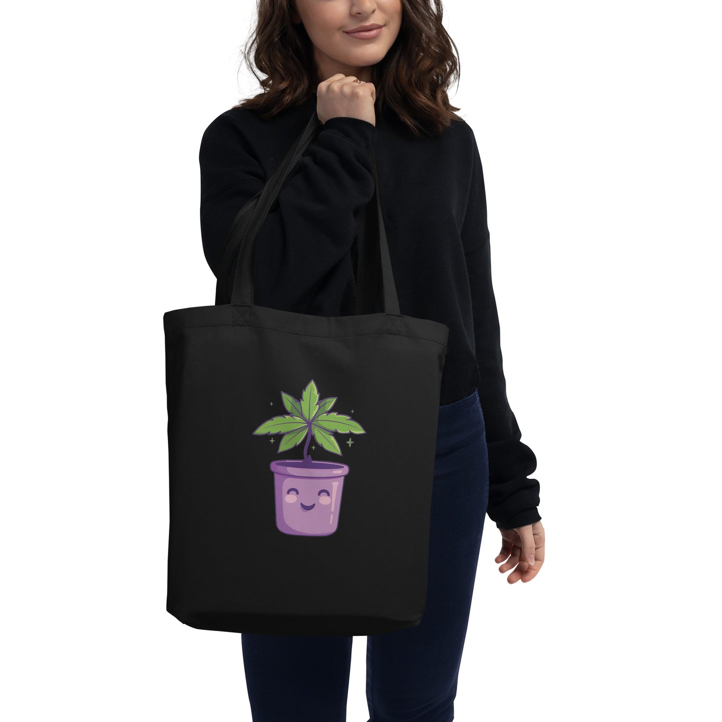 Purple Bliss - Eco Tote Bag - Happy Plants Collection - Black