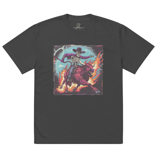 Cowboy Wave - Oversized faded Tee - Black