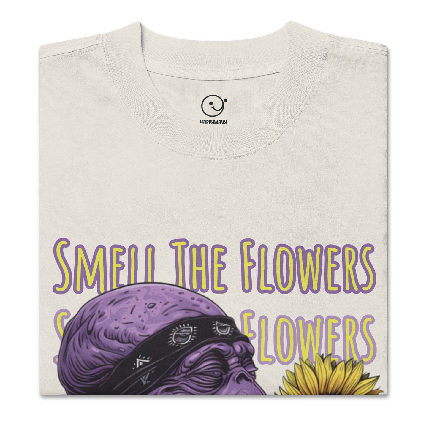 Smell The Flowers - Oversized faded Tee - Bone