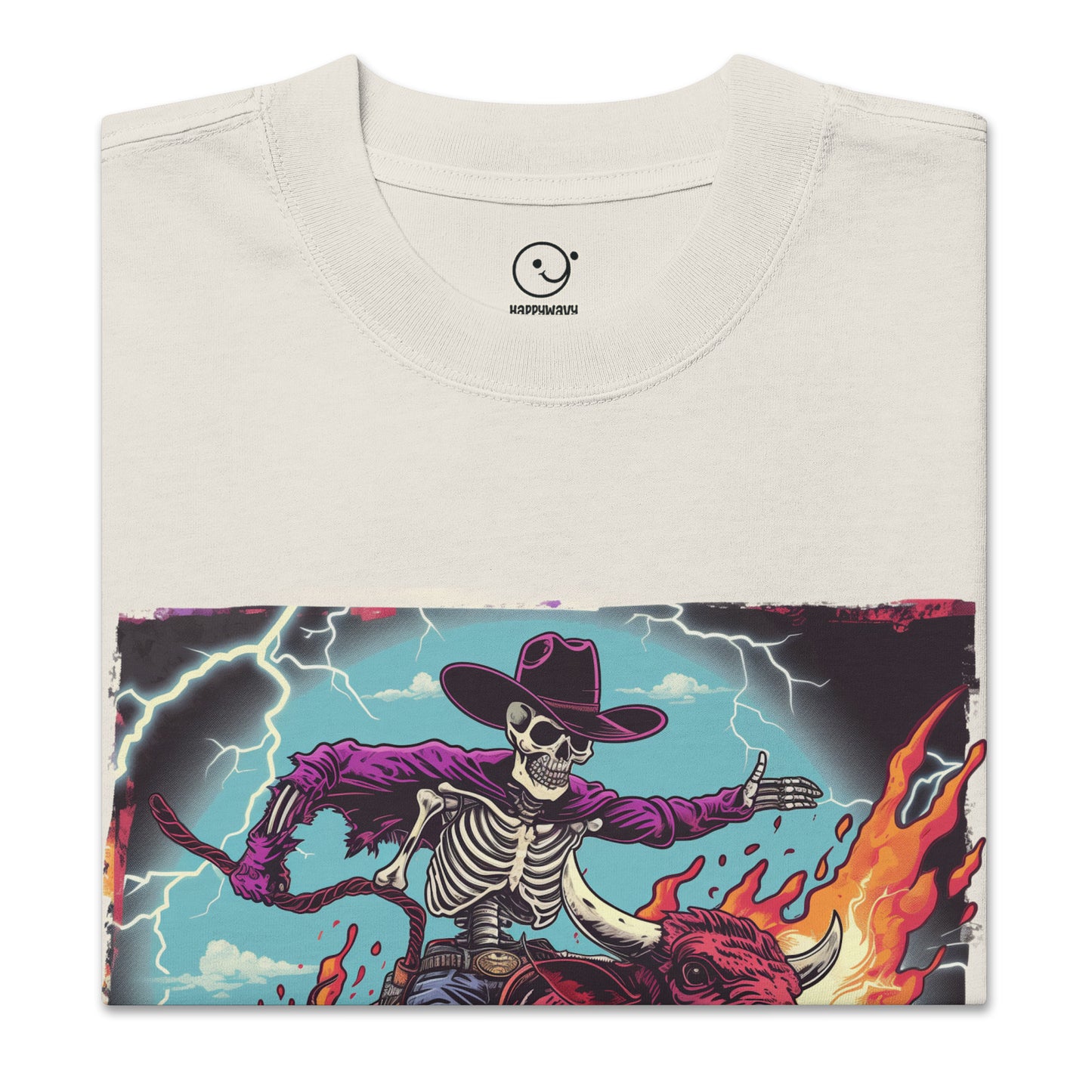 Cowboy Wave - Oversized faded Tee - Bone