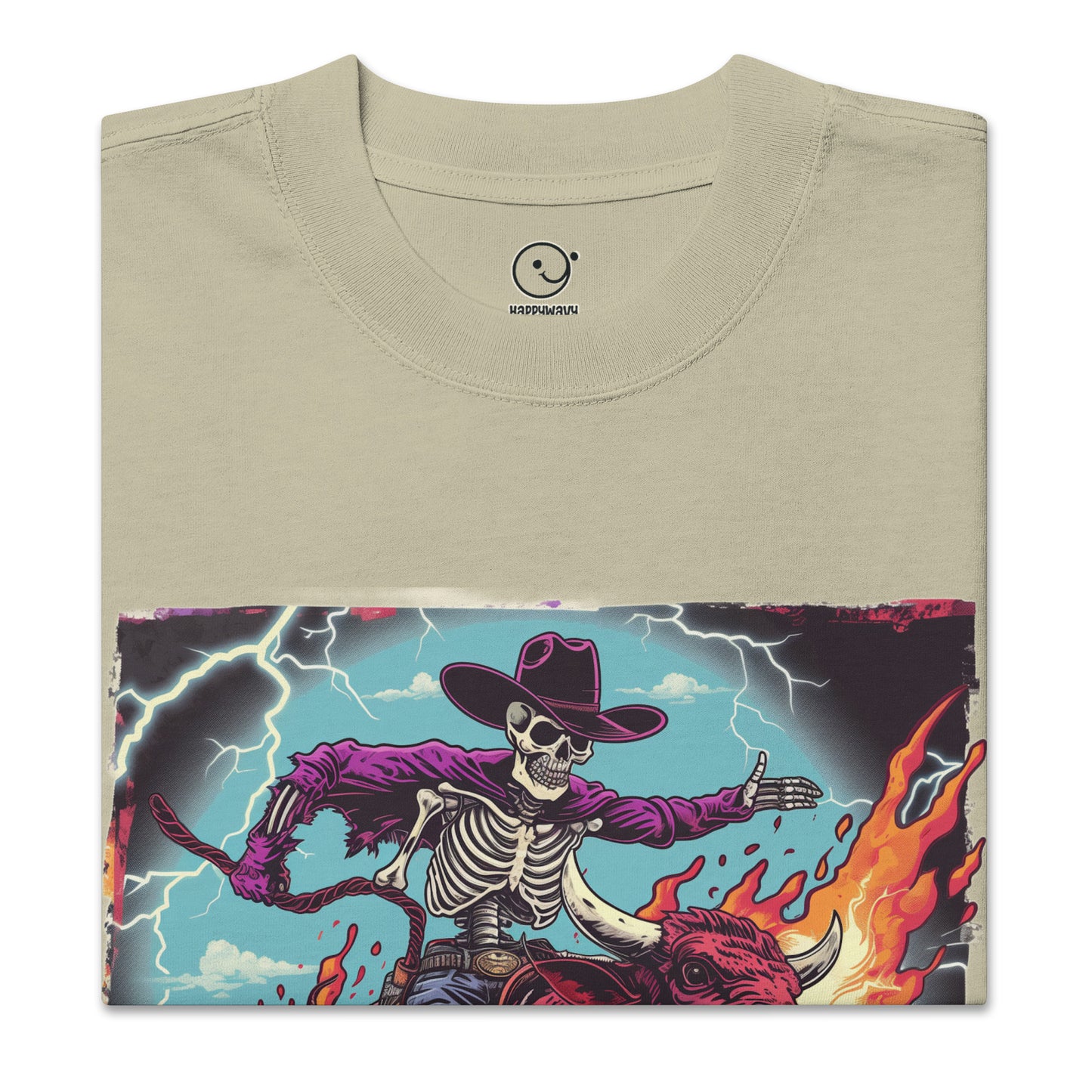 Cowboy Wave - Oversized faded Tee - Eucalyptus