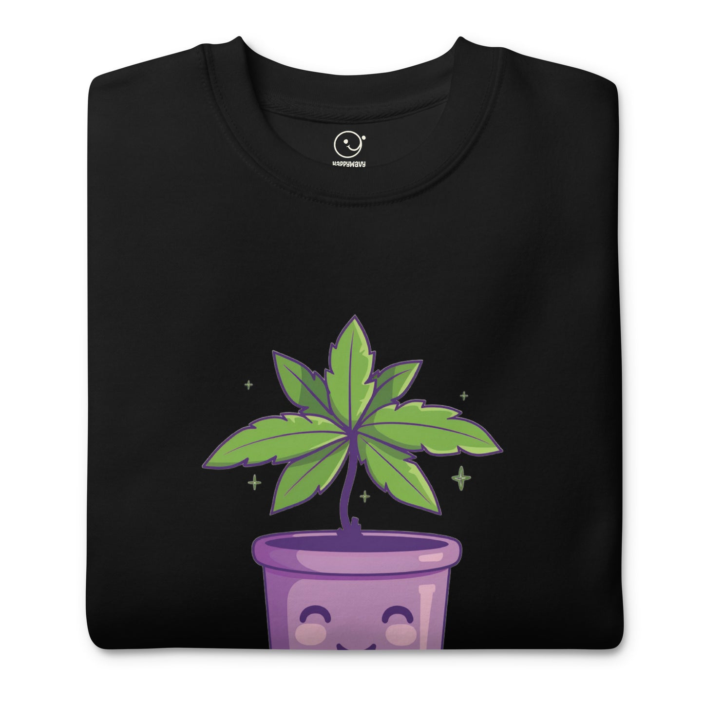 Purple Bliss - Printed Sweatshirt - Happy Plants Collection - Black